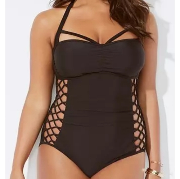 BOSS BLACK CUT-OUT UNDERWIRE ONE PIECE SWIMSUIT 18 - Picture 2 of 5